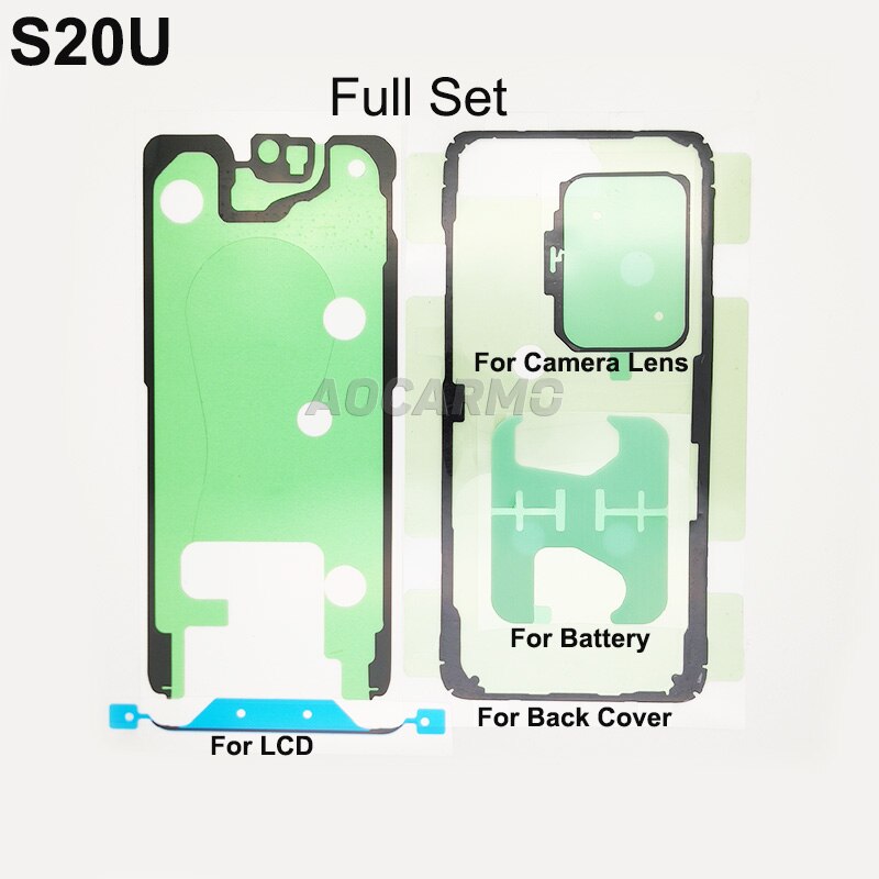 Aocarmo Voor Samsung Galaxy S20U S20 Ultra Volledige Set Lijm Lcd-scherm Tape Back Battery Cover Frame Camera Lens Sticker lijm: Full Set