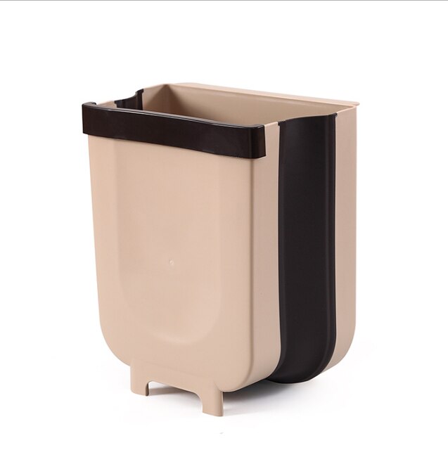 Poubelle pliante de cuisine, poubelle pratique suspendue pour toilettes, poubelle de rangement en Silicone pour voiture: YELLOW / S