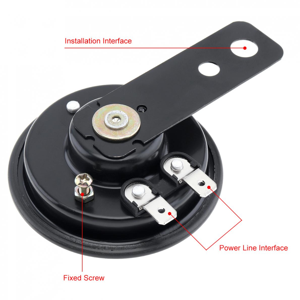 Black Universal 105db Loud Motorcycle Horn 12V Scotter Bracket Bicycle Horn for Motorbike Electric Bike Horn