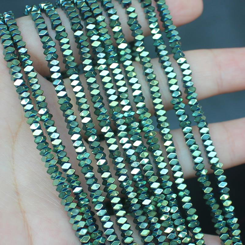 Cuentas sueltas de hematita Natural, abalorios brillantes con facetas, 2x1/2x3/2x4mm, para fabricación de joyas DIY