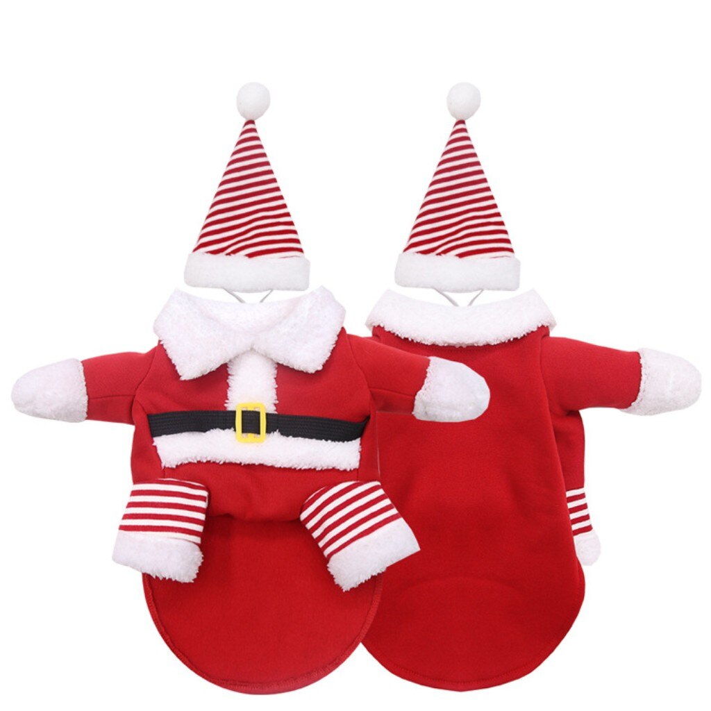 25#  jul santa rød vinter varmt tøj kostumer med hat tøj fest kjole op hund kat pyjamas kæledyr tøj