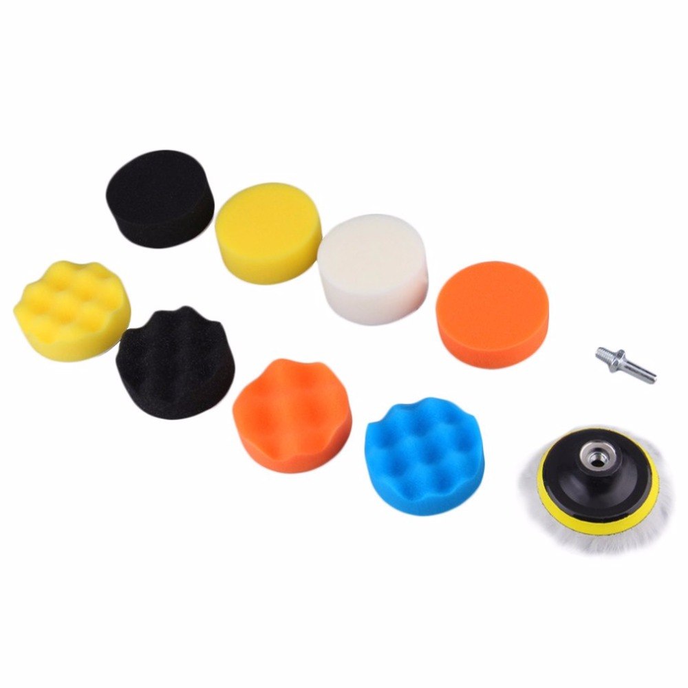 10 Pcs 3 Inch Multifunctionele Golf Sponsbal Auto Polijsten Beauty Tools Zelfklevende Waxen Wol Wiel Set Kits voor Automotive