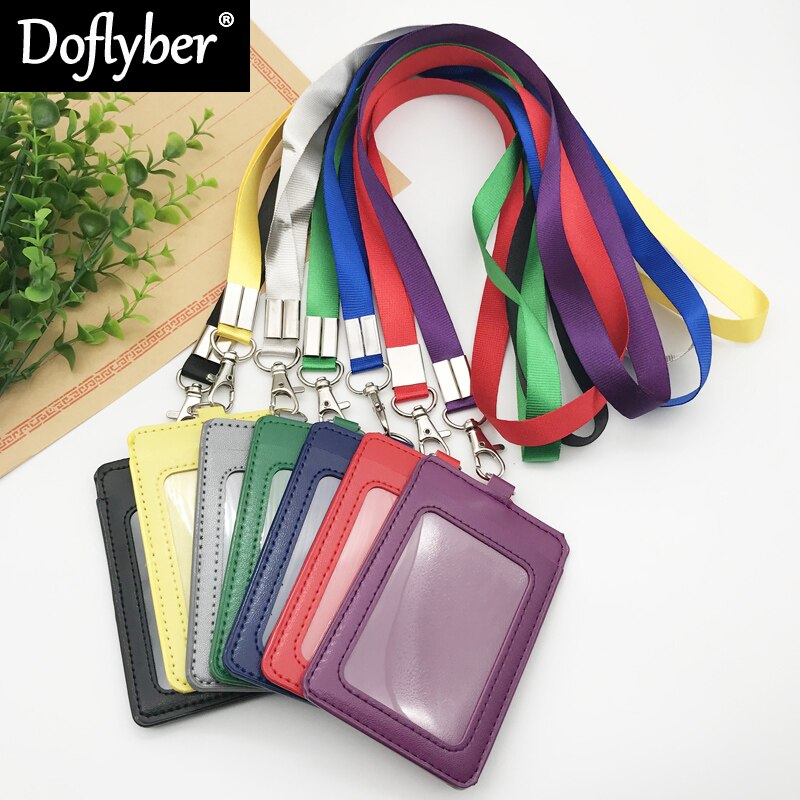 ID Work Card Holder with 15mm Neck Strap Rope Set Bank Employee Name Tag Badge Exhibition Lanyard Company Office Supplies