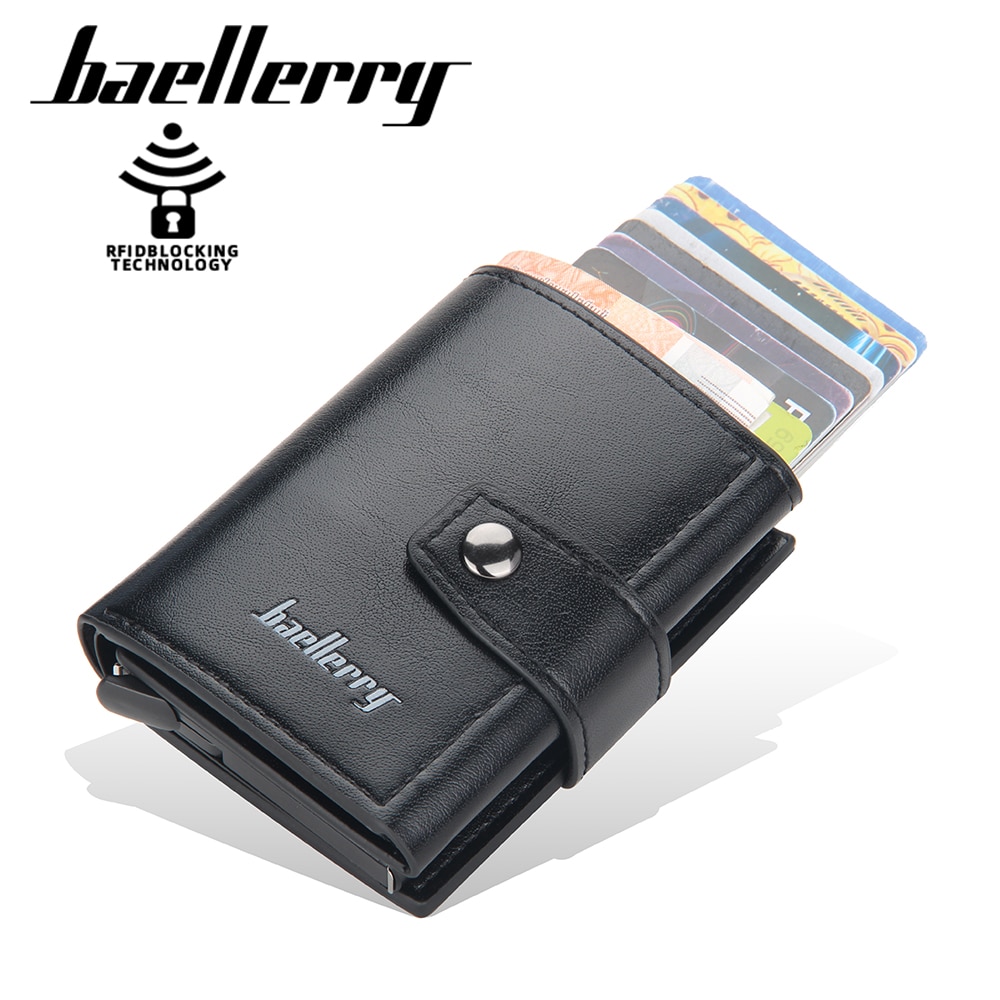 RFID Blocking Protection Men Wallet ID Credit Card Holder Leather Metal Aluminum Business Bank Cardholder Purse