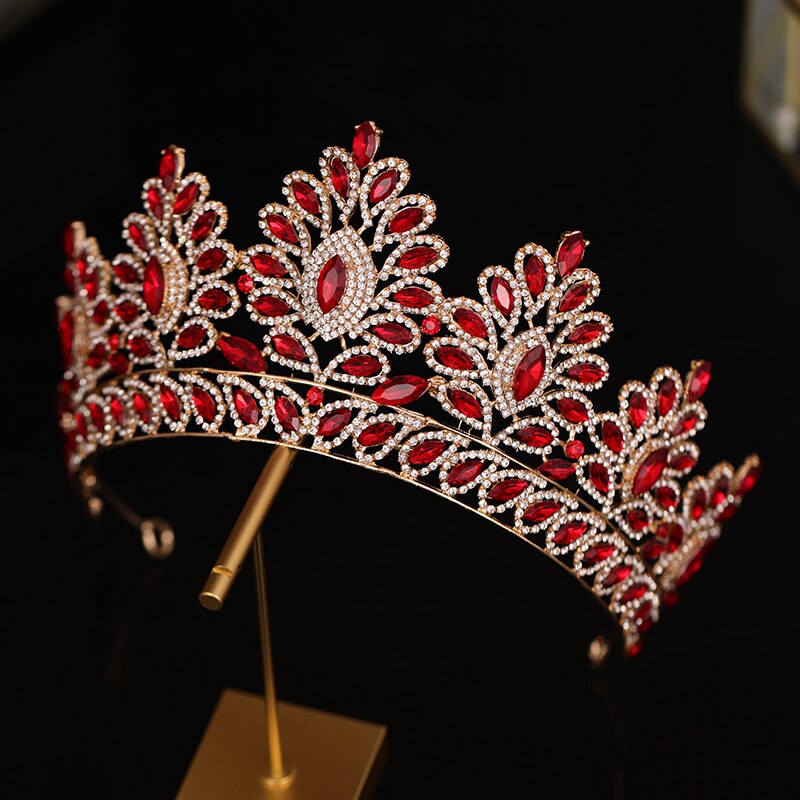 Copricapo da sposa copricapo da sposa con corona grande corona da sposa fatto a mano con strass dorato