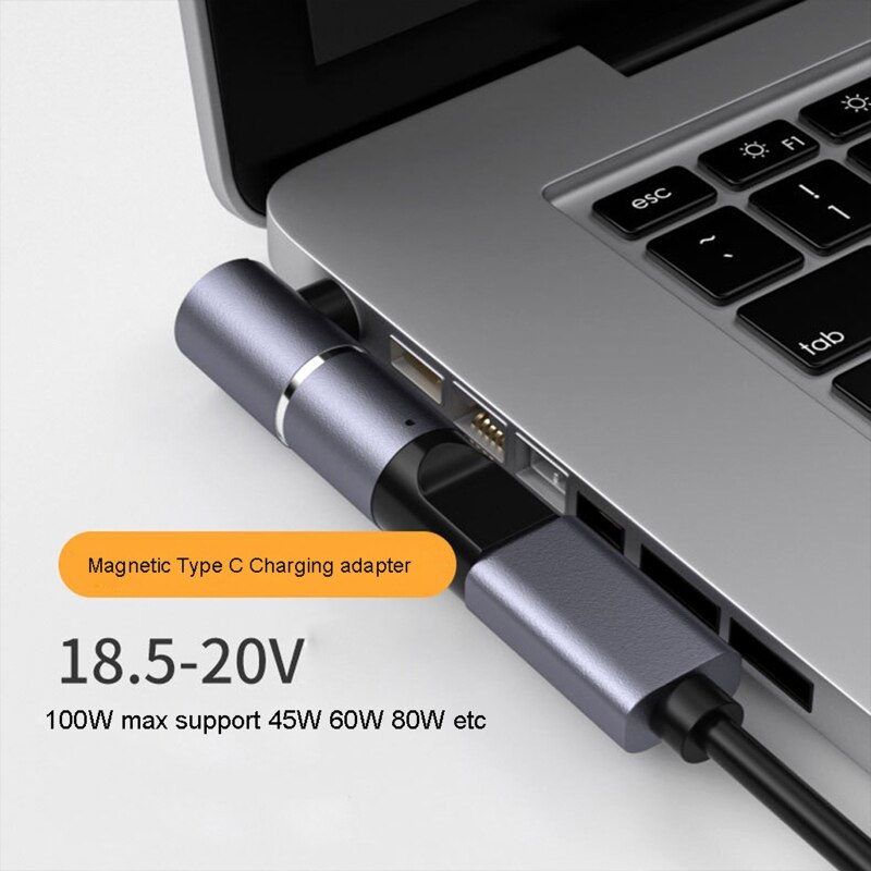 Convenient 100w magnetic power adapter type-c  zu 2.5/3.0/3.5/4.0/4.5/4.8/5.5/6mm dc plug for laptop
