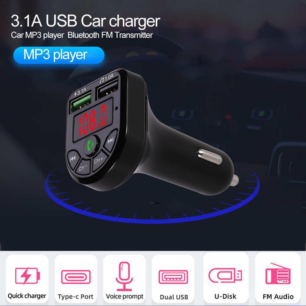 Car Bluetooth FM Transmitter MP3 Player with 1.1" Display Dual USB(1A/3.1A) Supports TF/USB Input FM Transmitters Manual