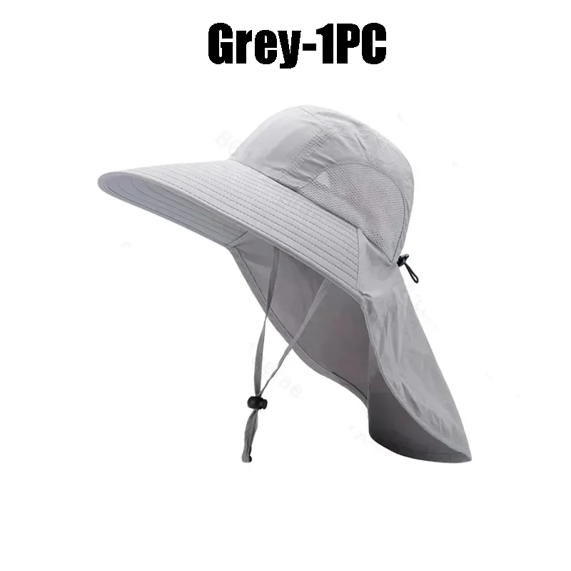 Cappello da sole estivo a tesa larga da uomo con protezione per il collo Cappello da pesca all'aperto Scialle Scialle Denim Copertura per il viso Protezione solare: Rosso