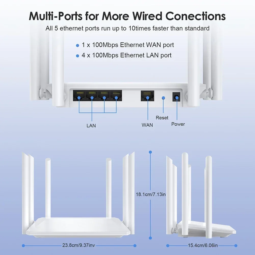 Router Bezprzewodowy 1200M Antena Zewnętrzna Modem Router Szerokie Pokrycie WiFi Repeater 2.4G 5G Domowe Biuro Wzmacnianie Sygnału Router