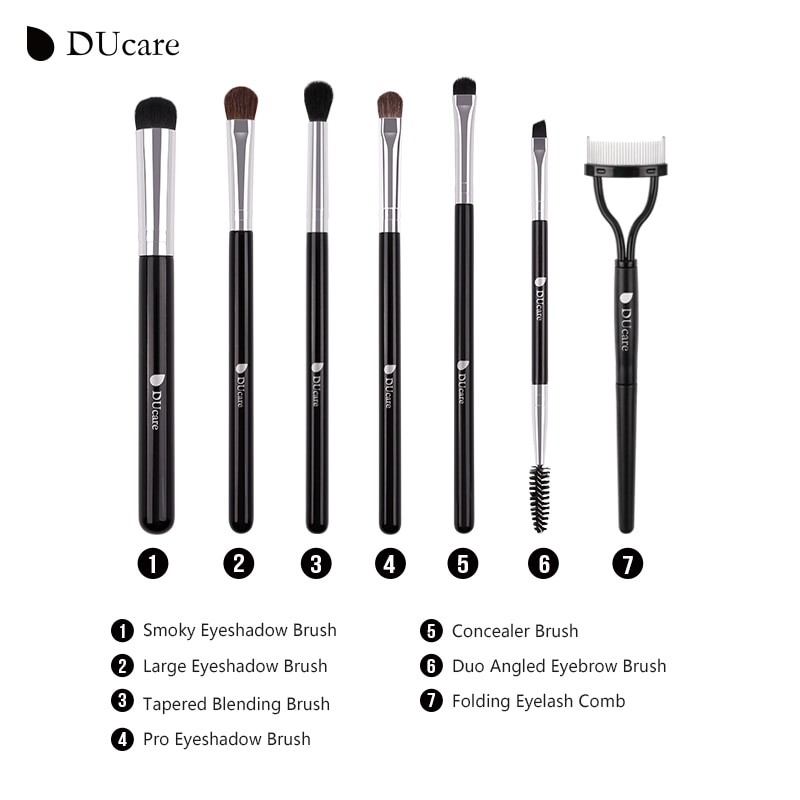 DUcare 7 PCS Up Kwasten Oogschaduw Borstel Set Opvouwbare Wimper Kam Wenkbrauw Cosmetica Gereedschap Kit