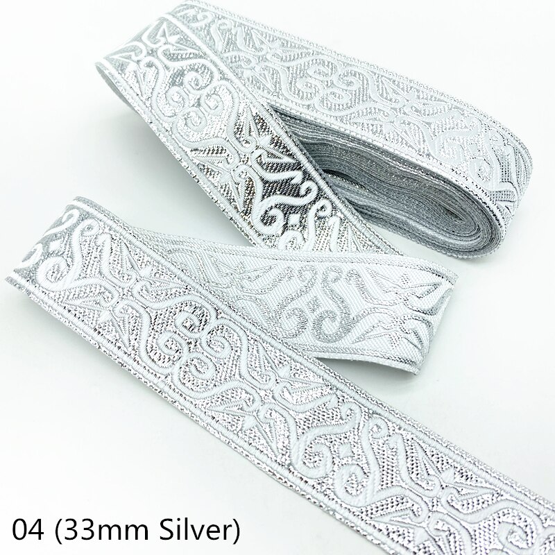 Cinta de encaje bordado étnico Vintage dorado y plateado de 7 yardas, adorno bohemio, accesorios para bolsas de ropa DIY, tela bordada: Zinc envejecido / M