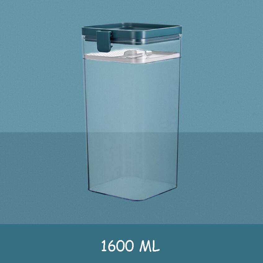 Kitchen Food Storage Sealed Container Airtight Jars with Lid for Storage Seasoning Candies Snack Cereal Pasta Tea Sealed Tank: 1600ML Peacock Blue