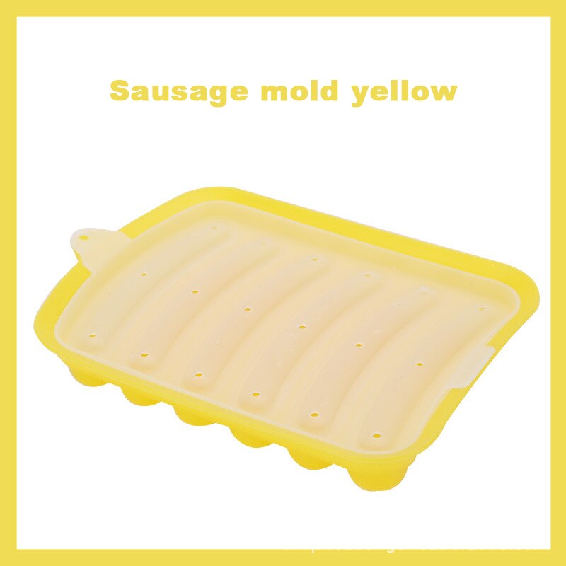 6 Grid Silicone Sausage Mold Reusable Dog Makers Handmade Ham DIY Sausage Mould Home Kitchen Baking Tools Sausage Molds: yellow