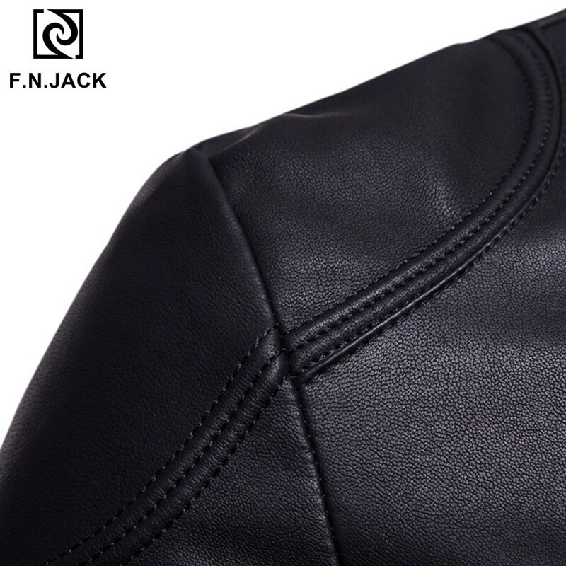 Fnjack skinnjacka herr skalle konstläderrock herr vinterjacka chaqueta de cuero para hombre motorcykel svart jacka