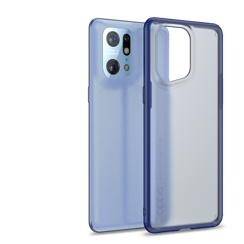 Funda Voor Oppo Vinden X5 Pro Case Stijlvolle Telefoon Cover Voor Oppo Vinden X5 Case Matte Transparant Hard Pc Siliconen schokbestendig Bumper: Oppo Find X5 / Blauw