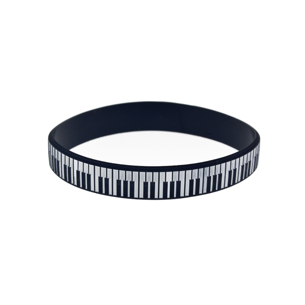 Obh 1 Pc Zwart En Wit Inscriptie Piano Toetsen Siliconen Rubber Armband