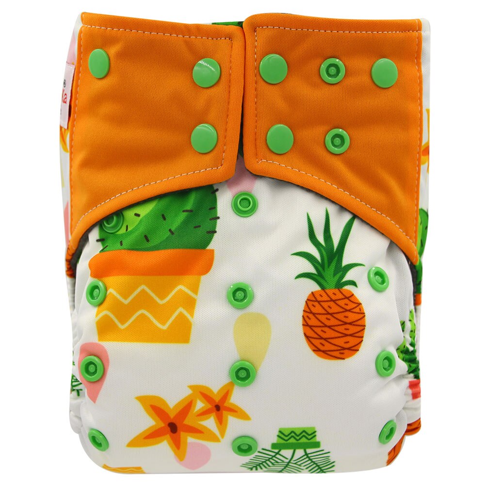 Ohbabyka Newborn Reusable Nappies Cover Flamingo Print Pocket Diaper Washable Baby Cloth Diaper Bamboo Charcoal Diaper Pants: 132