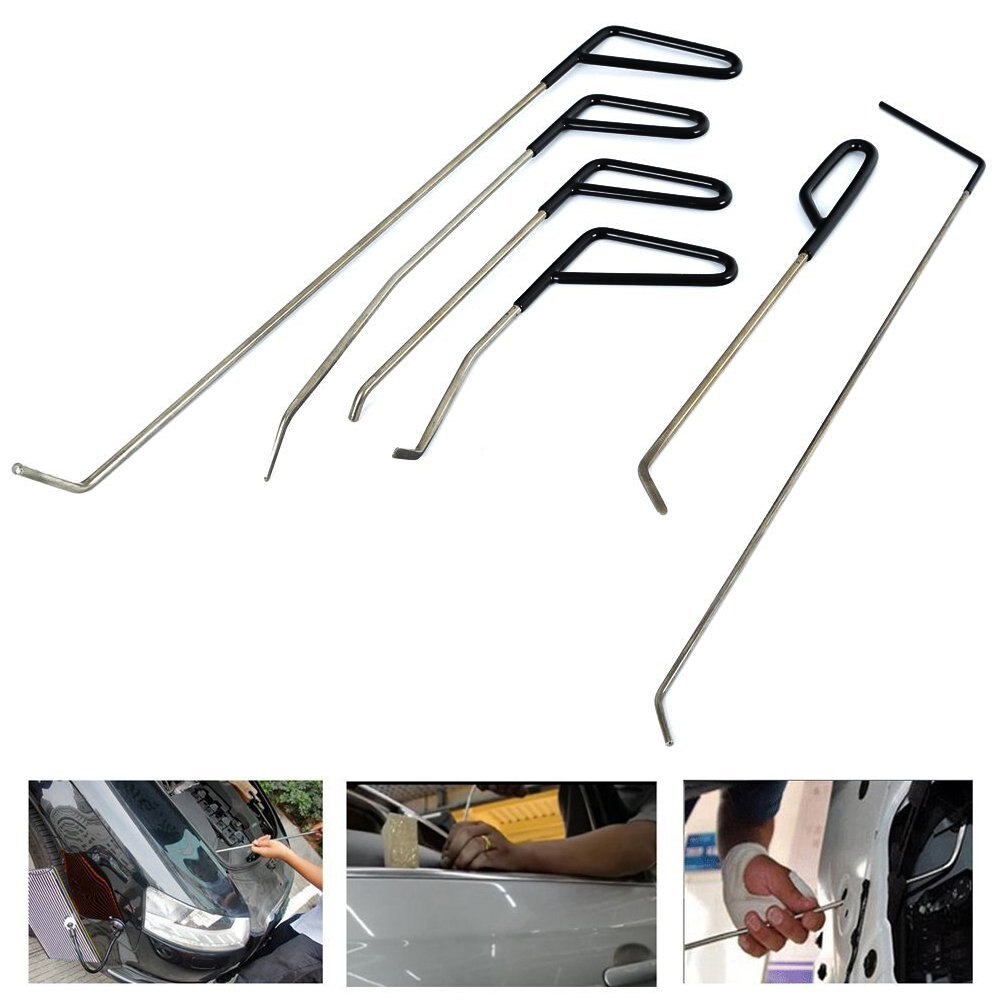 Herramientas PDR, varillas, herramientas de gancho, reparación de abolladuras de coche sin pintura, juego de herramientas, martillo de granizo, removedor de abolladuras PDR: Blanco