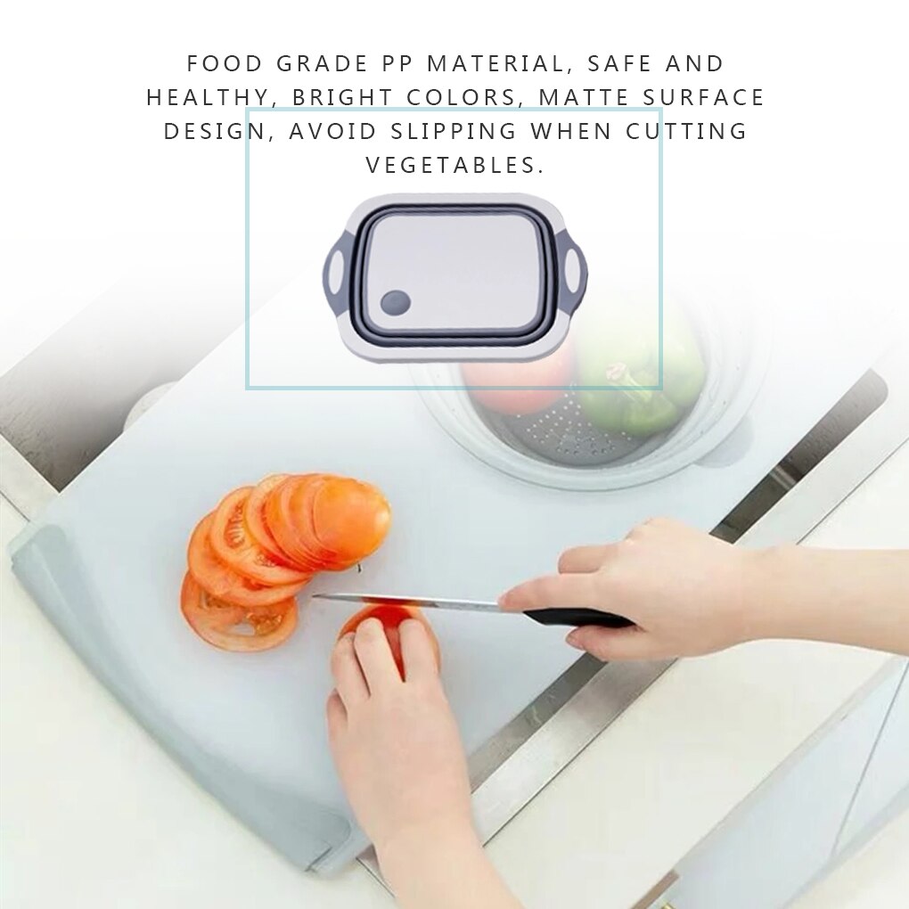 Multi-Function Folding Chopping Board Kitchen Vegetable Fruit Washing Drain Basket PP Food Chopping Plate Kitchen Accessories