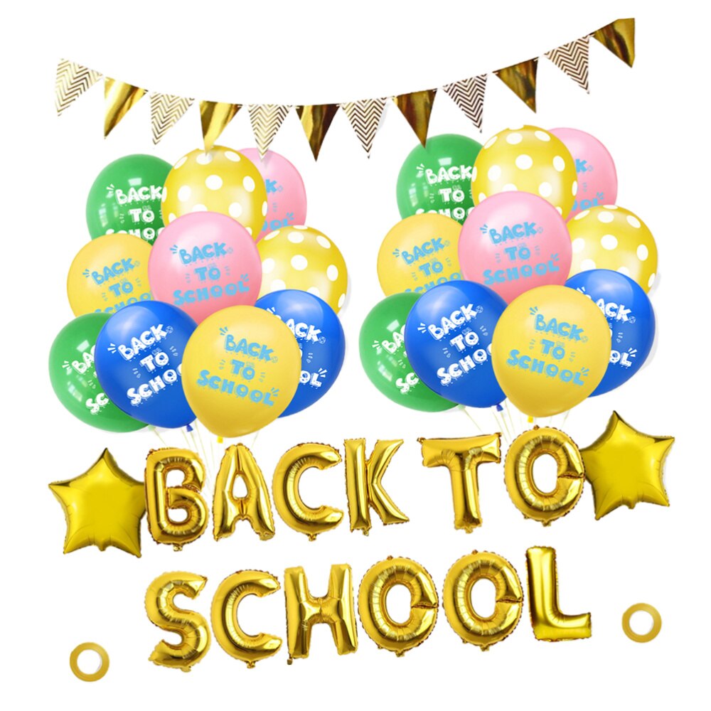 1 Set of 37Pcs Back to School Letters Balloon Set Back-to-school Season Latex Balloon School Classroom Layout Balloon D