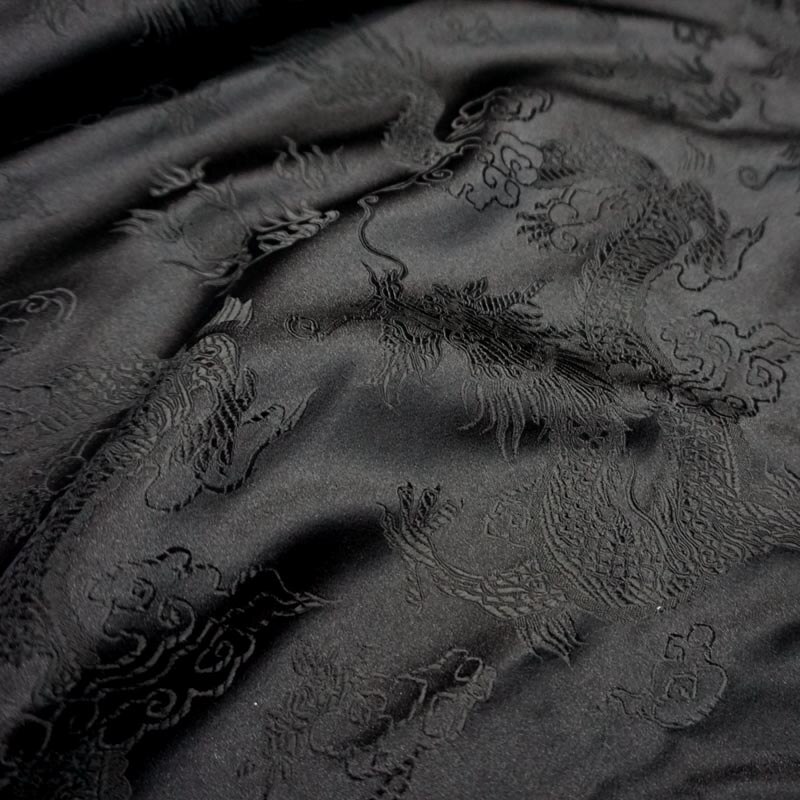 Sort drage stil 3d jacquard brokade satin stof til suite, duge, pude, diy symateriale patchwork