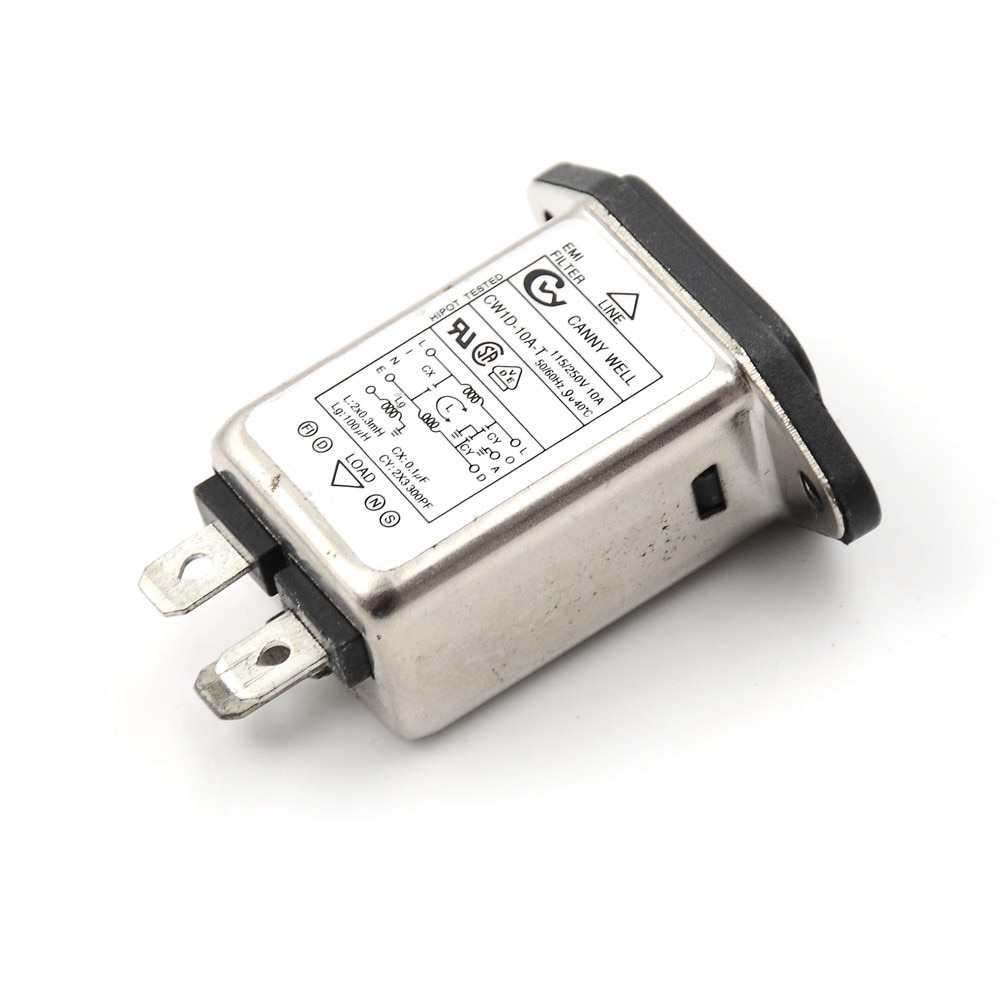 1 Uds. De filtro EMI RFI, supresor de CW1D-10A-T, línea de alimentación, filtro de ruido AC 250V 10A