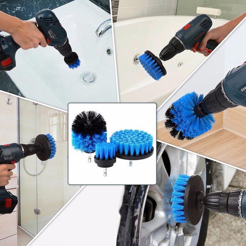 3Pcs/Set Power Scrubber Brush Set For Car Bathroom Drill Brushes Cordless Attachment Kit Power Toilet Brush Cleaning Brush