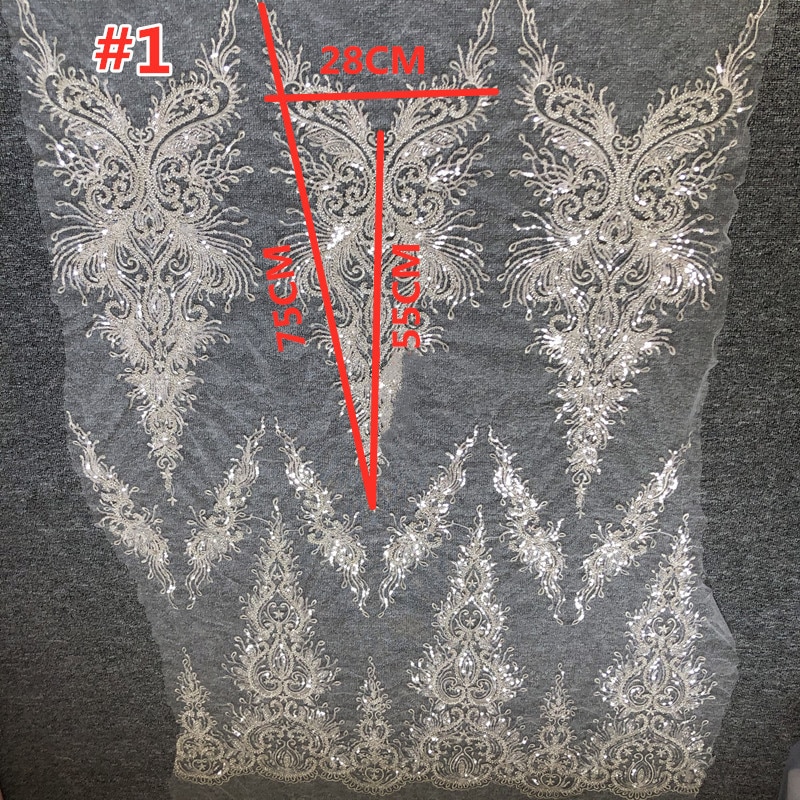 3 diseños de apliques de cuello de lentejuelas con bordado de plata, accesorios de flores para vestido de boda y Noche RS2888