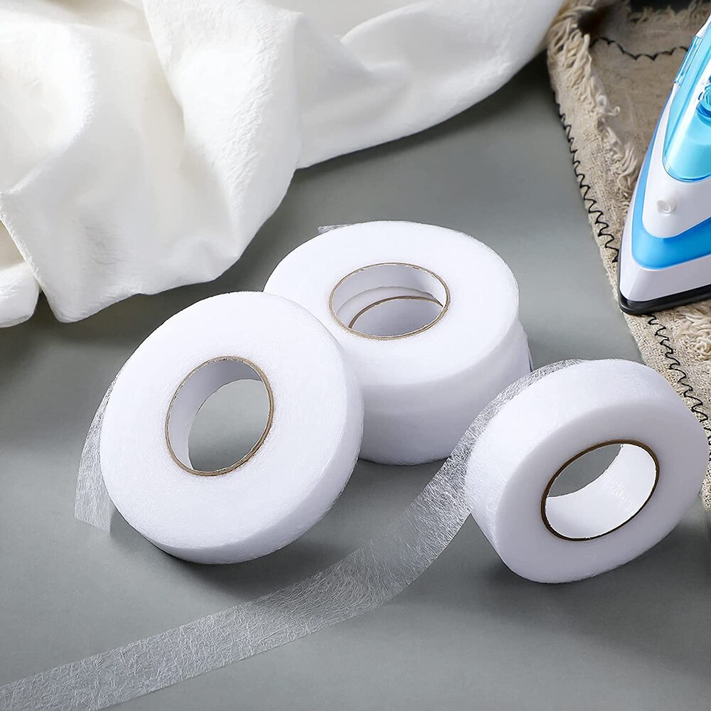 Cinta de fusión de tela de doble cara de 50M, dobladillo sin coser, cinta adhesiva de planchado para pantalones, vestidos, accesorios de ropa