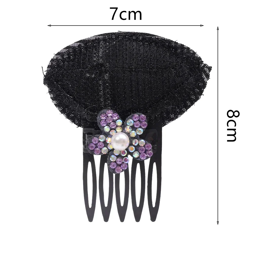 Rhinestone Puff Hair Head Cushion Invisible Fluffy Hair Pad Sponge Clip Bun Bump Volume Hairs Base For Women Hair Accessory: Dark Grey