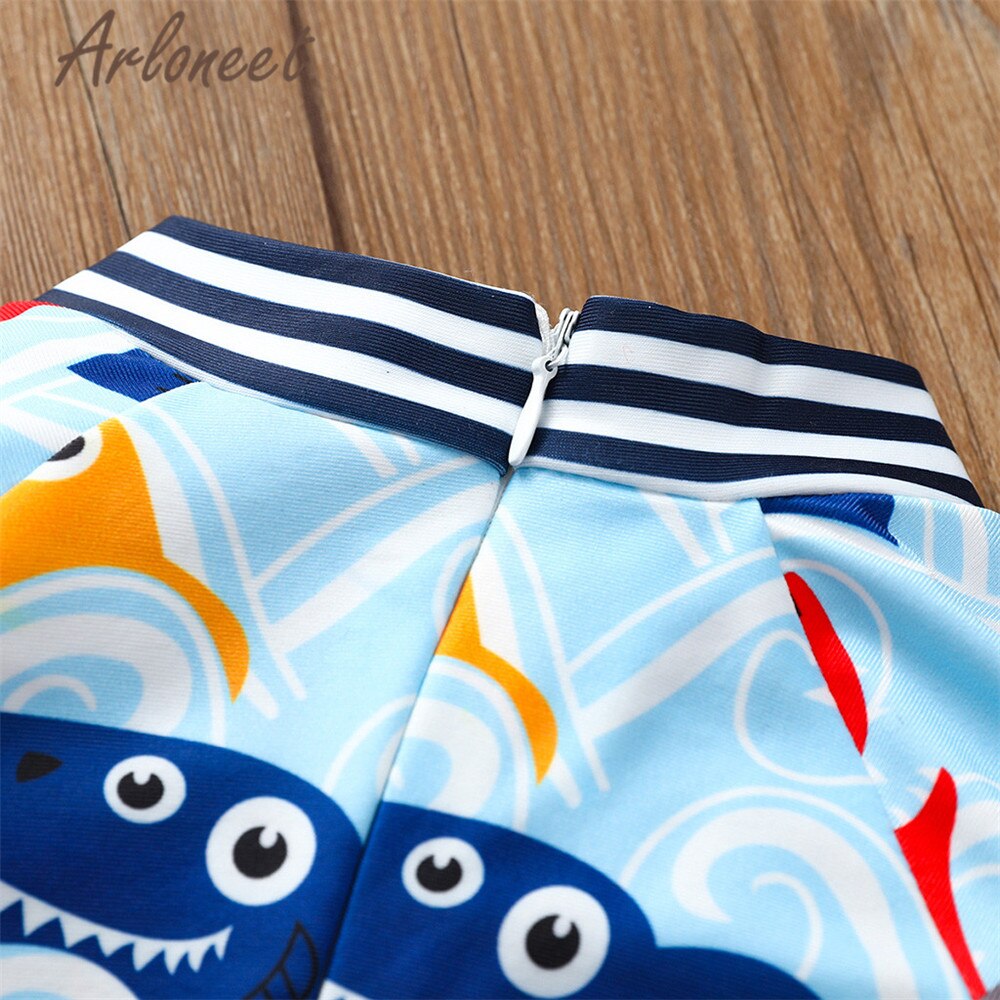 Arloneet Baby Boy Meisjes Badmode Shark Cartoon Badpak Lange Mouw Kids Badpak Gestreepte Meisjes Zomer Unisex Jumpsuit