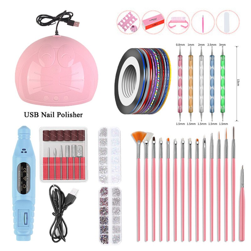 Juego de uñas maquina eléctrica de manicura pluma pedicura uñas Lima uñas herramientas taladro uñas equipos de máquina: Blue