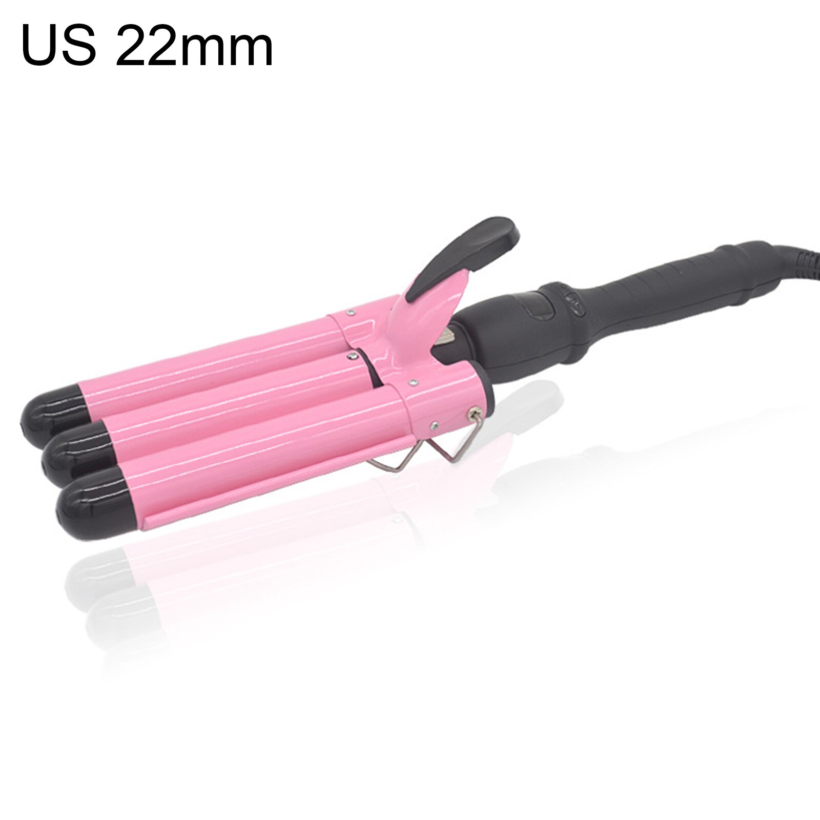 Triple Barrel Hair Curler Irons With Lcd Temperature Display Hair Stick Ceramic Hair Wave Waver Suitable For Salons: 22MM-US