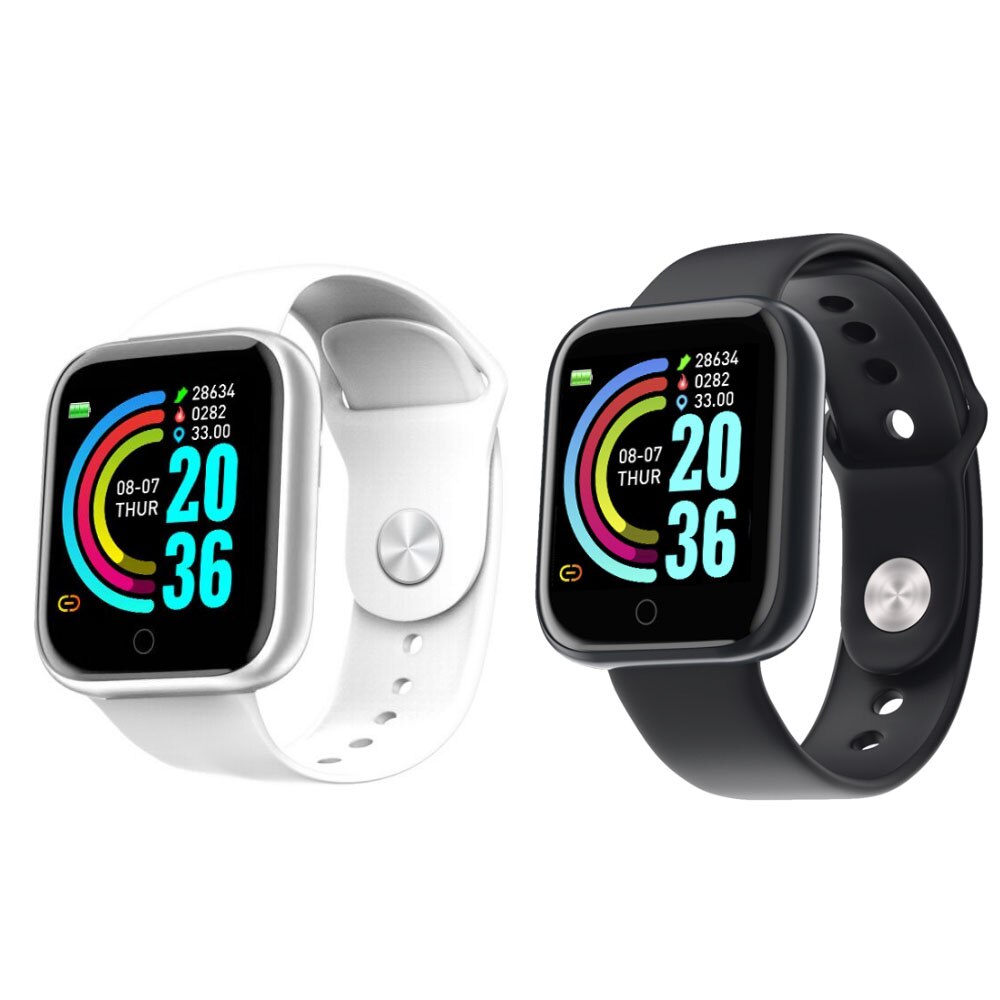 2PCS Y68 Smart Watch Fitness Tracker Blood Pressure Smartwatches Waterproof Heart Rate Monitor Bluetooth Smart Wristwatch: 1A 1C