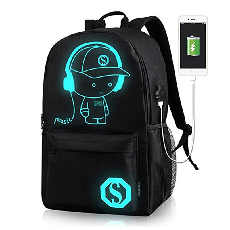 Anti-Dief Tas Lichtgevende Schooltassen Voor Jongens Student Rugzak 15-17 Inch Mochila Met Usb Opladen poort Slot Schooltas