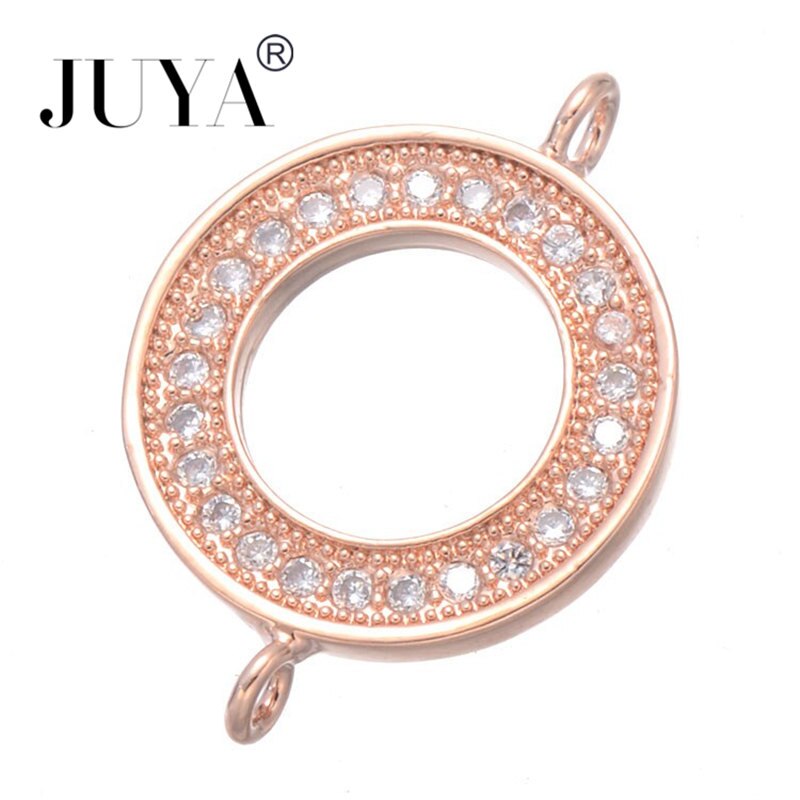 Supplies For Jewelry Copper Zircon Rhinestone Simple Round Circle Connectors For DIY Bracelets Necklaces Earrings Jewelry Making: rose gold