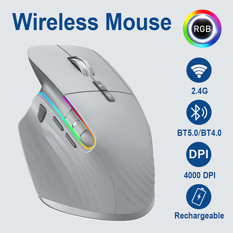 2.4G draadloze muis Bluetooth RGB oplaadbaar ergonomisch computermuizen voor computergamingkantoor