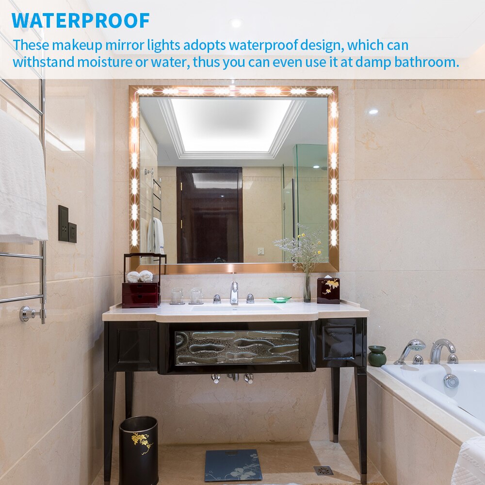 USB LED Mirror Lights Dimmable Touch Control Lights Strip Makeup Lighting For Vanity Table Bathroom Mirror