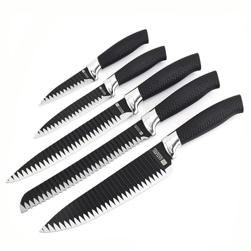 Little Cook 5Pcs Kitchen Knives Set Chef Knife Cleaver Pumpkin Carving Stainless Steel Japanese Style Knifes Set Cooking Set