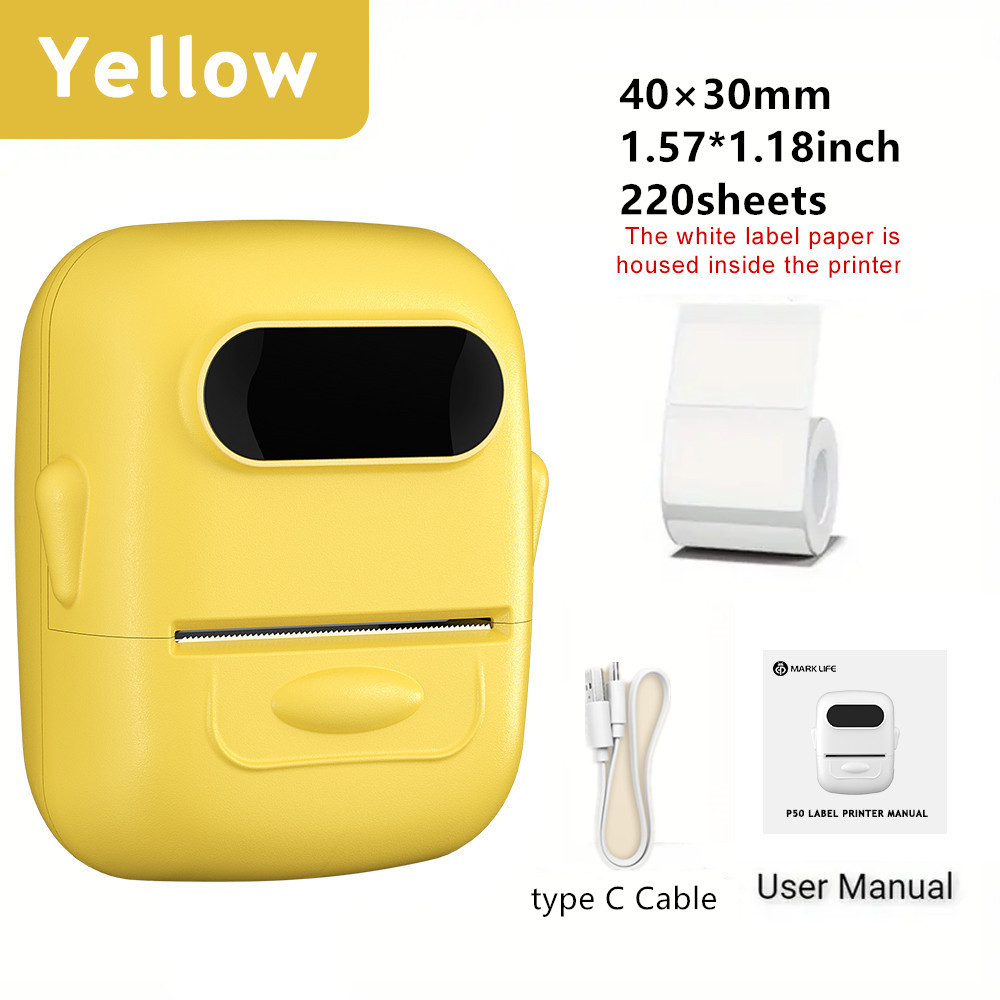 Draadloze labelprinter P50 Inktloze Bluetooth Thermische Label Maker Zelfklevende Label Sticker Machine DIY Patroon Barcode QR Code Tape