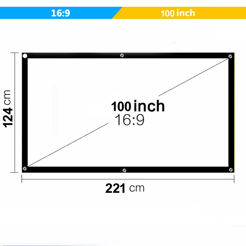 Vivicine Draagbare Projectiescherm 100 Inch 16:9 Projectiescherm Voor Home Theater Led Projector Projector Beamer