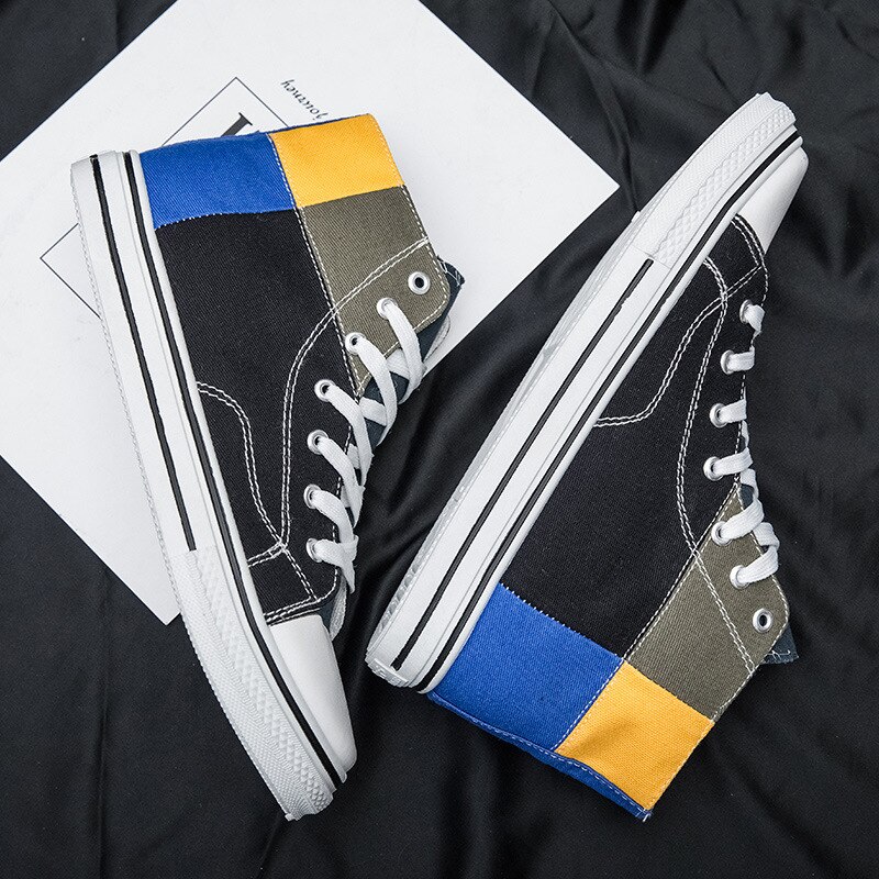 Luozheke high top sneakers herre lærred sko efterår vulkaniseret sko drenge sneakers klassiske unisex sneakers forår sko mand