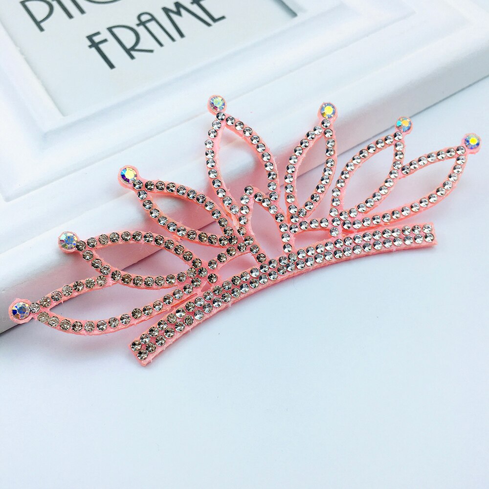 4 stuks kleurrijke, schattige prinsessen zilveren strass kroon applicatie doek voor knutselen/bruiloft/kleding decoratie patch diy accessoires