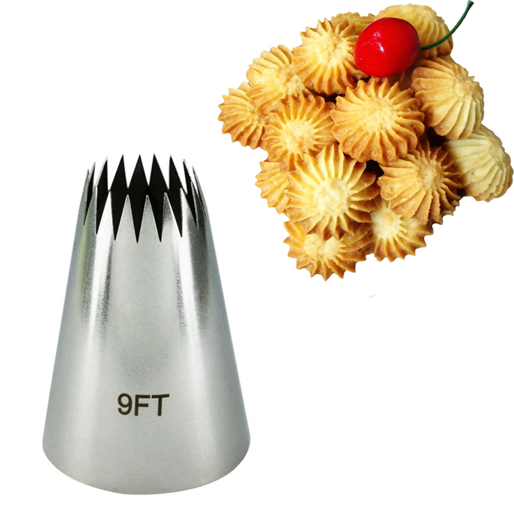 Boquillas para glaseado de punta de estrella abierta de gran tamaño, juegos de puntas de pastelería para decoración de pasteles y galletas, herramientas para pasteles Fondant: 9FT
