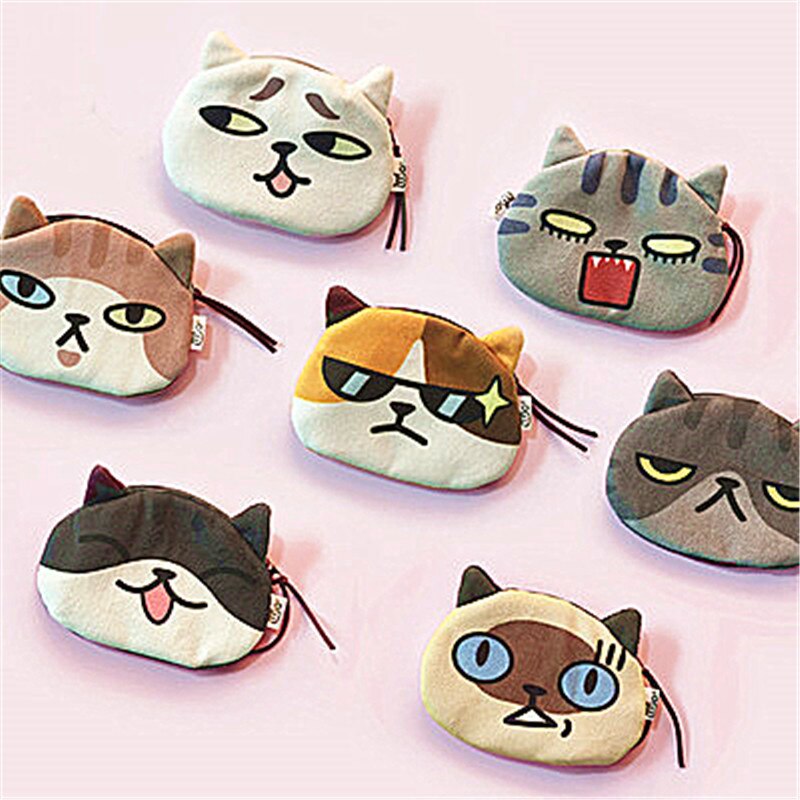 Monedero de gatos de dibujos animados de , Mini bolso de bolsillo de felpa con cremallera, monedero, monedero, bolsa de para niños