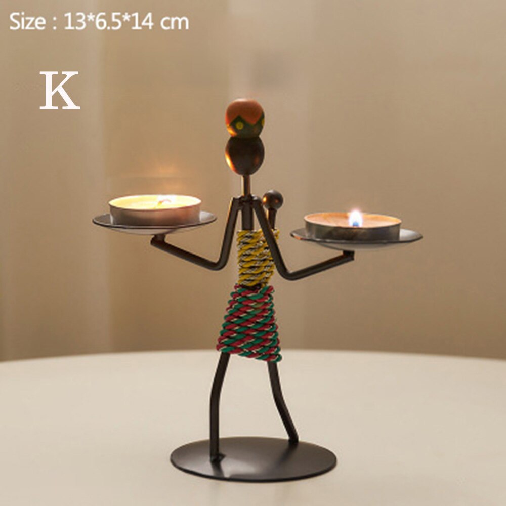 Nordique métal chandelier abstrait caractère Sculpture bougeoir décor à la main Figurines décoration de la maison Art: K