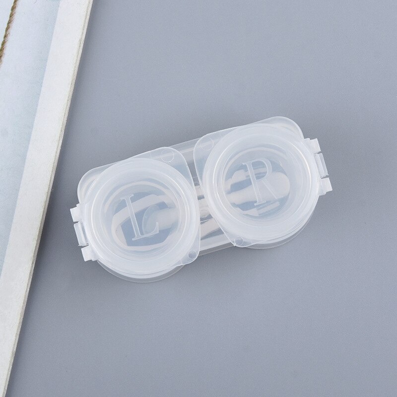 Gekleurde Eye Contact Lens Doos Voor Reizen Set Contact Lens Siliconen Pincet Lens Oplossing Opslag Houder Containers Doos: Transparent