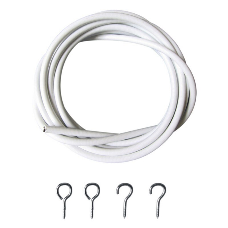 2/4 m Window Net Curtain Wire Spring Cord Cable Kit Spring Curtain Rope + 2 Pair Hooks & Eyes Replaceable Curtain Accessories: 4M