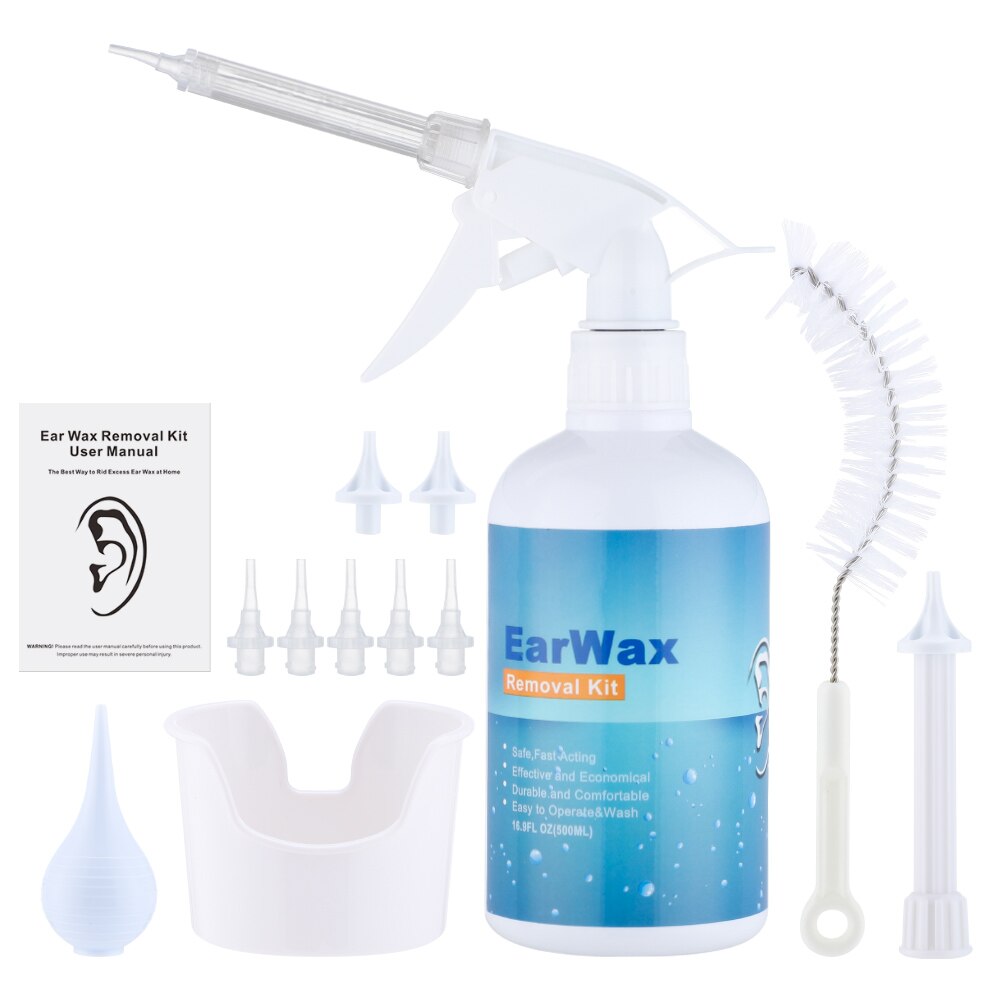 500/300ml Ear Cleaner Kit Ear Wax Remover Plastic Bottle Ear Irrigation Washer Set for Adults Kids Ear Care limpiador de oidos: 500ml