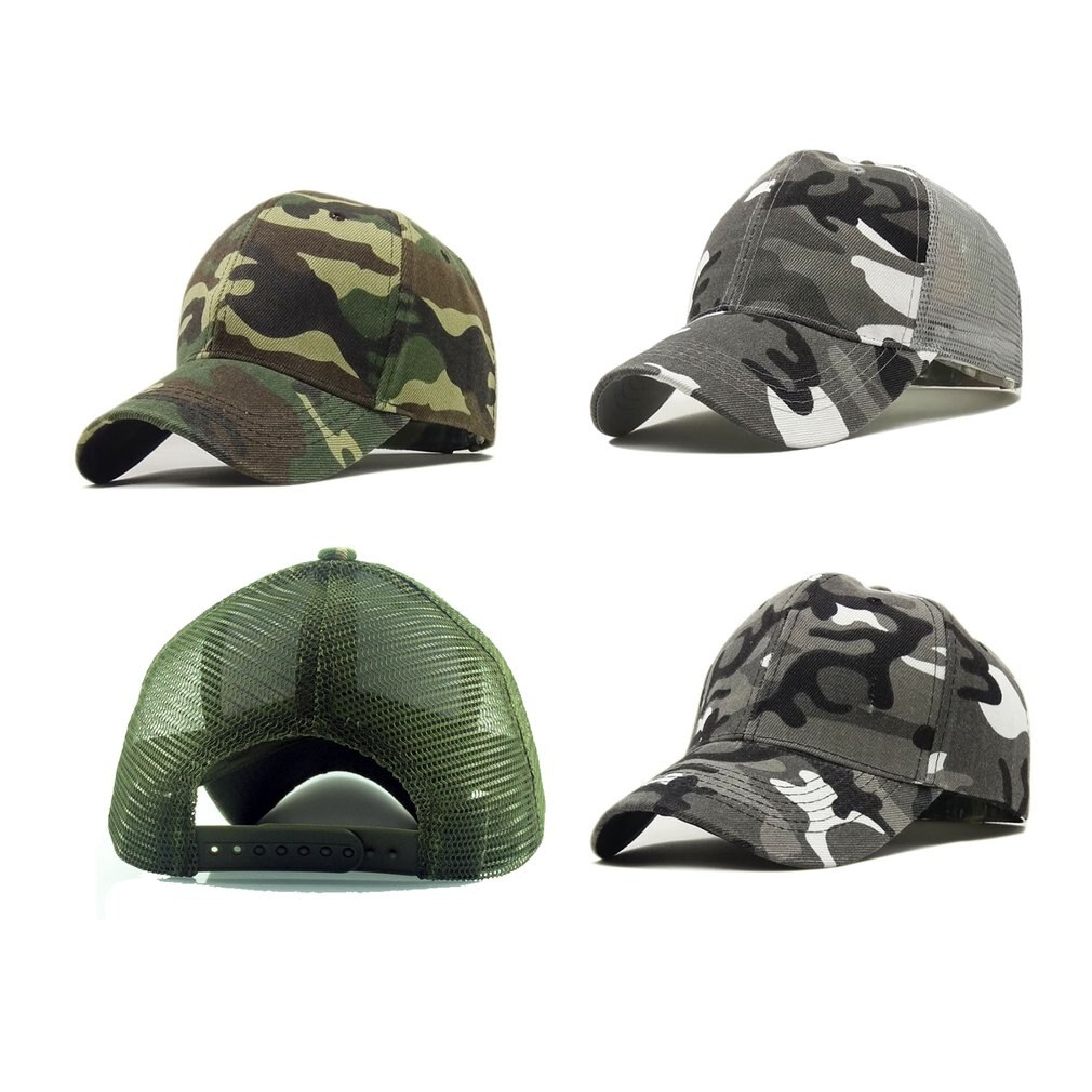 Verstelbare Zomer Mannen Vrouwen Katoen Baseball Cap Toevallige Camouflage Hoed Outdoor Klimmen Zonneplek Mesh Cap